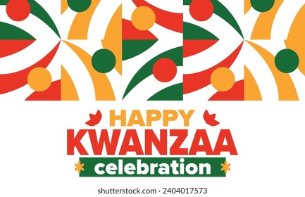 Kwanzaa celebration. Happy African and African-American holiday. Seven days festival, celebrate annual from December to January. Black History. Poster, card, banner and background. Vector illustration