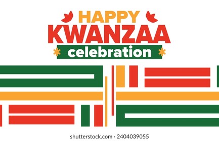 Kwanzaa celebration. Happy African and African-American holiday. Seven days festival, celebrate annual from December to January. Black History. Poster, card, banner and background. Vector illustration