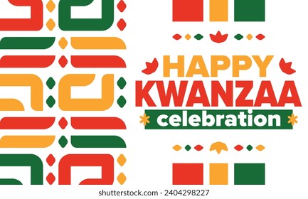 Kwanzaa celebration. Happy African and African-American holiday. Seven days festival, celebrate annual from December to January. Black History. Poster, card, banner and background. Vector illustration