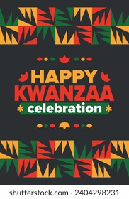 Kwanzaa celebration. Happy African and African-American holiday. Seven days festival, celebrate annual from December to January. Black History. Poster, card, banner and background. Vector illustration