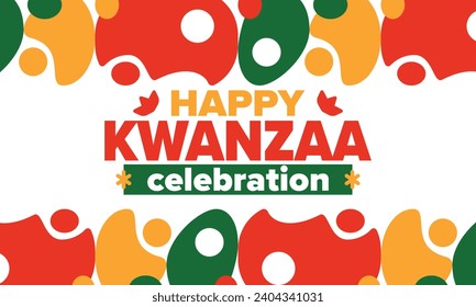 Kwanzaa celebration. Happy African and African-American holiday. Seven days festival, celebrate annual from December to January. Black History. Poster, card, banner and background. Vector illustration