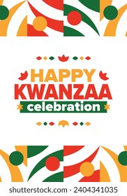 Kwanzaa celebration. Happy African and African-American holiday. Seven days festival, celebrate annual from December to January. Black History. Poster, card, banner and background. Vector illustration