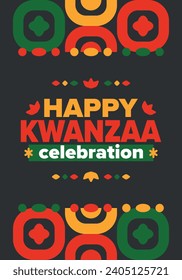 Kwanzaa celebration. Happy African and African-American holiday. Seven days festival, celebrate annual from December to January. Black History. Poster, card, banner and background. Vector illustration