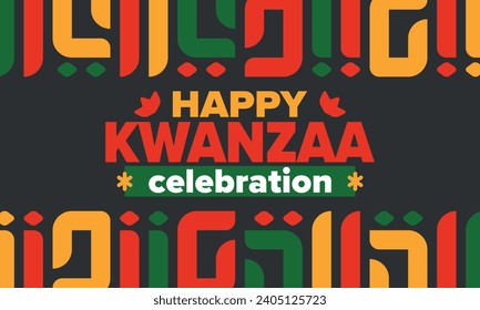 Kwanzaa celebration. Happy African and African-American holiday. Seven days festival, celebrate annual from December to January. Black History. Poster, card, banner and background. Vector illustration