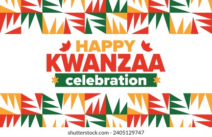 Kwanzaa celebration. Happy African and African-American holiday. Seven days festival, celebrate annual from December to January. Black History. Poster, card, banner and background. Vector illustration