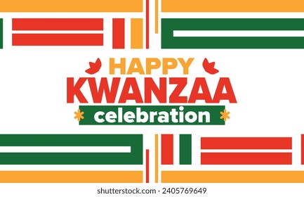 Kwanzaa celebration. Happy African and African-American holiday. Seven days festival, celebrate annual from December to January. Black History. Poster, card, banner and background. Vector illustration