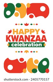 Kwanzaa celebration. Happy African and African-American holiday. Seven days festival, celebrate annual from December to January. Black History. Poster, card, banner and background. Vector illustration