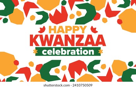 Kwanzaa celebration. Happy African and African-American holiday. Seven days festival, celebrate annual from December to January. Black History. Poster