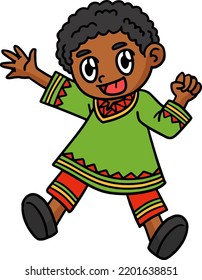 Kwanzaa Child Playing Cartoon Colored Clipart 