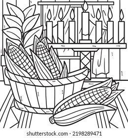 Kwanzaa Corn and Kinara Coloring Page for Kids