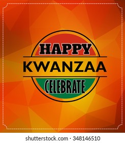 Kwanzaa Day Typographic Vector Design on Abstract Background Design with Triangles - Happy Kwanzaa