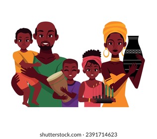 kwanzaa family celebrating illustration design