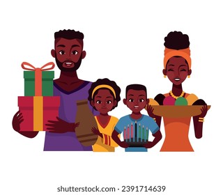 kwanzaa family characters illustration design