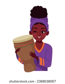 kwanzaa mädchen mit djembe-trommel-illustration