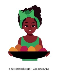 kwanzaa girl holding fruits illustration