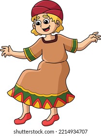 Kwanzaa Girl Playing Djembe Cartoon Clipart