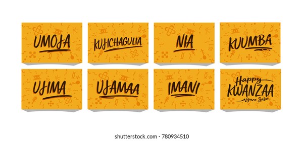 kwanzaa greeting card pack. kwanzaa symbol background. many colors. vector.