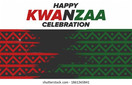 Kwanzaa Happy Celebration. African And African-American Culture Holiday. Seven Days Festival, Celebrate Annual From December 26 To January 1. Black History. Poster, Card, Banner And Background. Vector