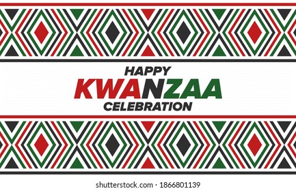 Kwanzaa Happy Celebration. African And African-American Culture Holiday. Seven Days Festival, Celebrate Annual From December 26 To January 1. Black History. Poster, Card, Banner And Background. Vector