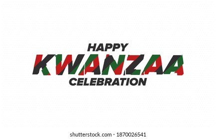 Kwanzaa Happy Celebration. African and African-American culture holiday. Seven days festival, celebrate annual from December 26 to January 1. Black history. Poster, card, banner and background. Vector
