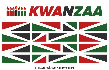 Kwanzaa Happy Celebration. African and African-American culture holiday. Seven days festival, celebrate annual from December 26 to January 1. Black history. Poster, card, banner and background. Vector