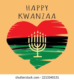 Kwanzaa Happy Celebration. African and African-American culture holiday. Seven days festival, celebrate annual from December 26 to January 1. Black history. Poster, card, banner and background.