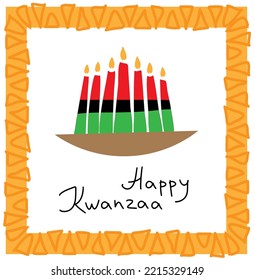 Kwanzaa Happy Celebration. African and African-American culture holiday. Seven days festival, celebrate annual from December 26 to January 1. Black history. Poster, card, banner and background. Vector