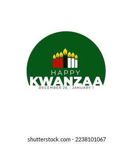 Kwanzaa Happy Celebration. African and African-American culture holiday. Seven days festival, celebrate annual from December 26 to January 1. Poster, card, banner and background illustration