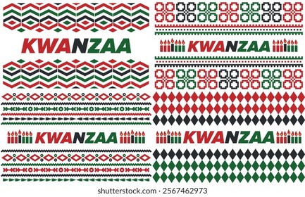 Kwanzaa Happy Celebration. African and African-American culture holiday. Seven days festival, celebrate annual from December 26 to January 1. Black history. Poster, card, banner and background. Vector