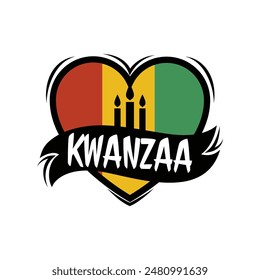 Kwanzaa Heart with black ribbon and candles