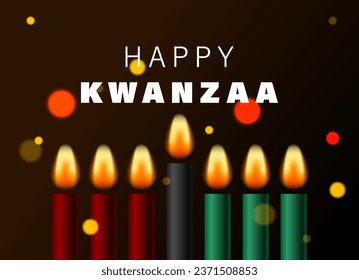 Kwanzaa holiday red, green, black candles. Holiday celebration. African design