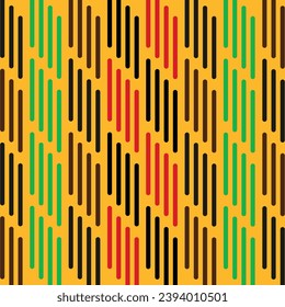 Kwanzaa, Juneteenth African Striped vector repeat pattern background design. 