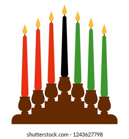 Kwanzaa Kinara - Candleholder called kinara and seven candles called mishumaa saba for Kwanzaa