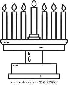 Kwanzaa Kinara Isolated Coloring Page for Kids