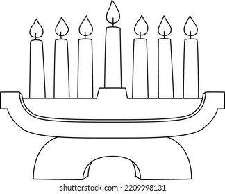 Kwanzaa Kinara Isolated Coloring Page for Kids