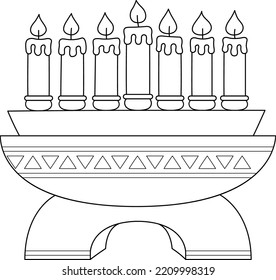 Kwanzaa Kinara Isolated Coloring Page for Kids