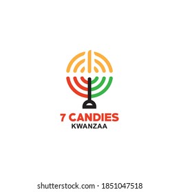 Kwanzaa logo with seven candles. vector