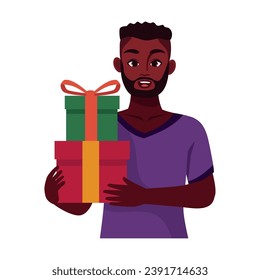 kwanzaa man with gifts illustration design