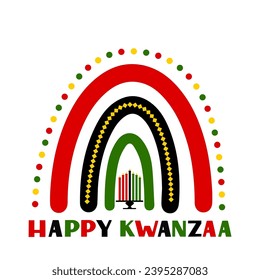 Kwanzaa rainbow. African American holiday. Vector template for greeting card, banner, poster, postcard, flyer, sticker, etc