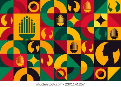 Kwanzaa. Seamless geometric pattern. Template for background, banner, card, poster. Vector EPS10 illustration