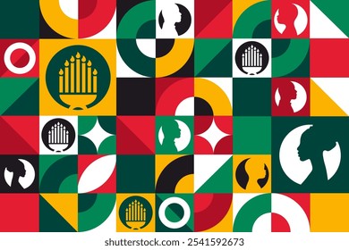 Kwanzaa. Seamless geometric pattern. Template for background, banner, card, poster. Vector EPS10 illustration
