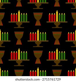 Padrão contínuo do Kwanzaa. Fundo do vetor de feriado afro-americano. Perfeito para tecido, têxtil, scrapbooking, papel de embalagem, etc