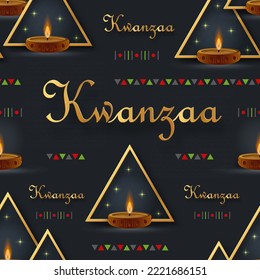 Kwanzaa seamless pattern with African elements on color background for flyers, poster and banner