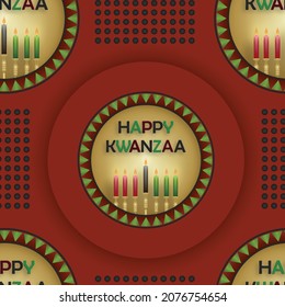 Kwanzaa Seamless Pattern on red backgroung