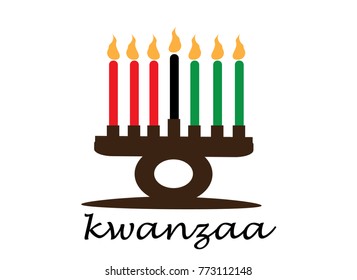 Kwanzaa symbol concept for Kwanzaa greeting holiday festival  with seven candles red, black and green