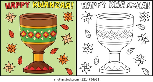 Kwanzaa Unity Cup Coloring Page Illustration