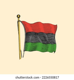 Kwanzaa vector background, Pan African Flag, drawn illustration, Kwanza holiday symbol