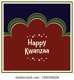 Kwanzaa Vector Greeting 021 - Tricolor Theme Poster Graphic of best wishes in Calligraphic Text and shining stars inside ornamental window frame