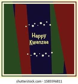 Kwanzaa Vector Greeting 022 - Tricolor Theme Poster framed Graphic of best wishes in Calligraphic Text and shining stars within verticals