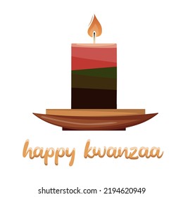 Kwanzaa  Vector Red, Black And Green Celebration Candle Holder With Seven Candles. Kwanza Traditional Party Decor, Element For Party. Isolated Vector Illustration For Poster, Banner, Cover, Menu.